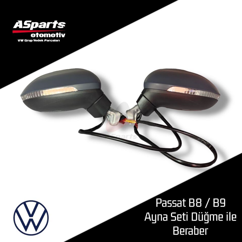Passat B8 - B8.5 Katlanır Ayna Seti Düğme ile Beraberdir. 3G0198857