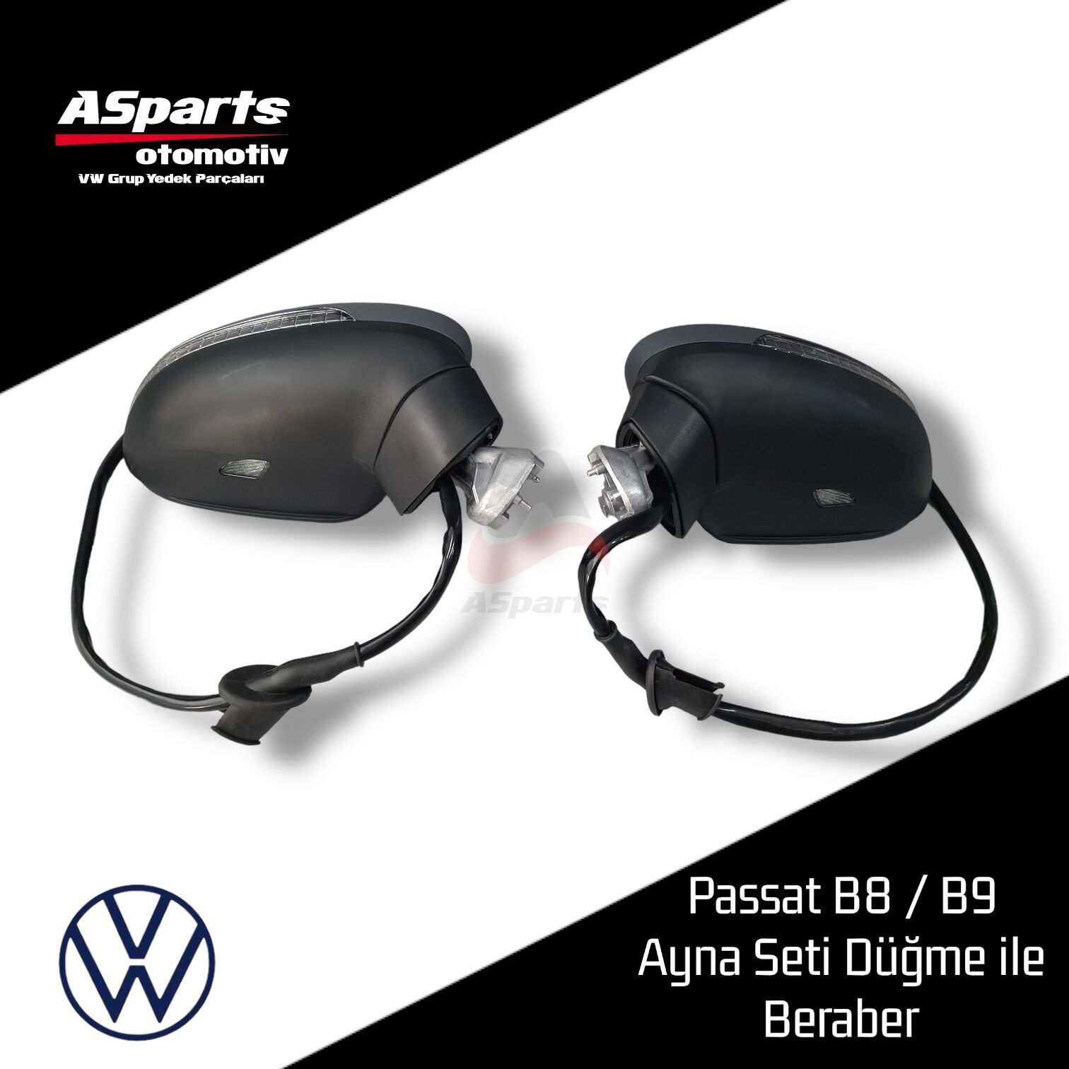 Passat B8 - B8.5 Katlanır Ayna Seti Düğme ile Beraberdir. 3G0198857 (13 PIN)