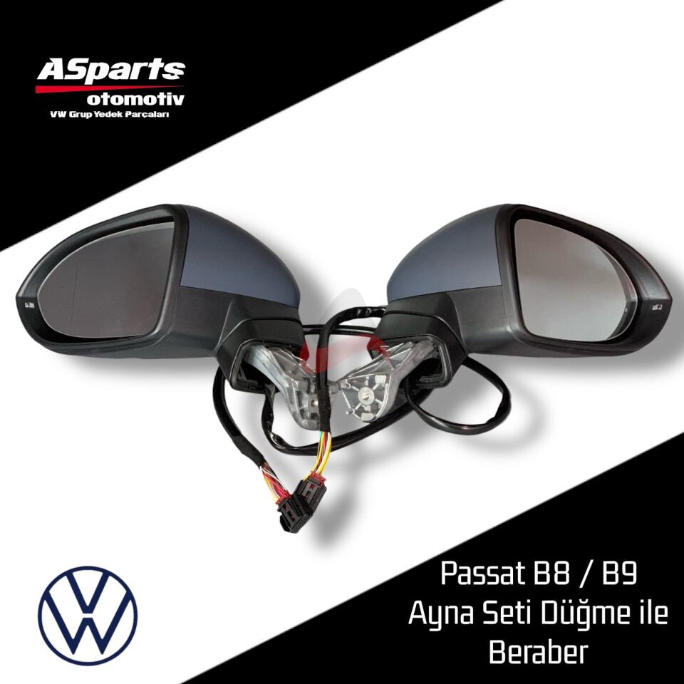 Passat B8 - B8.5 Katlanır Ayna Seti Düğme ile Beraberdir. 3G0198857