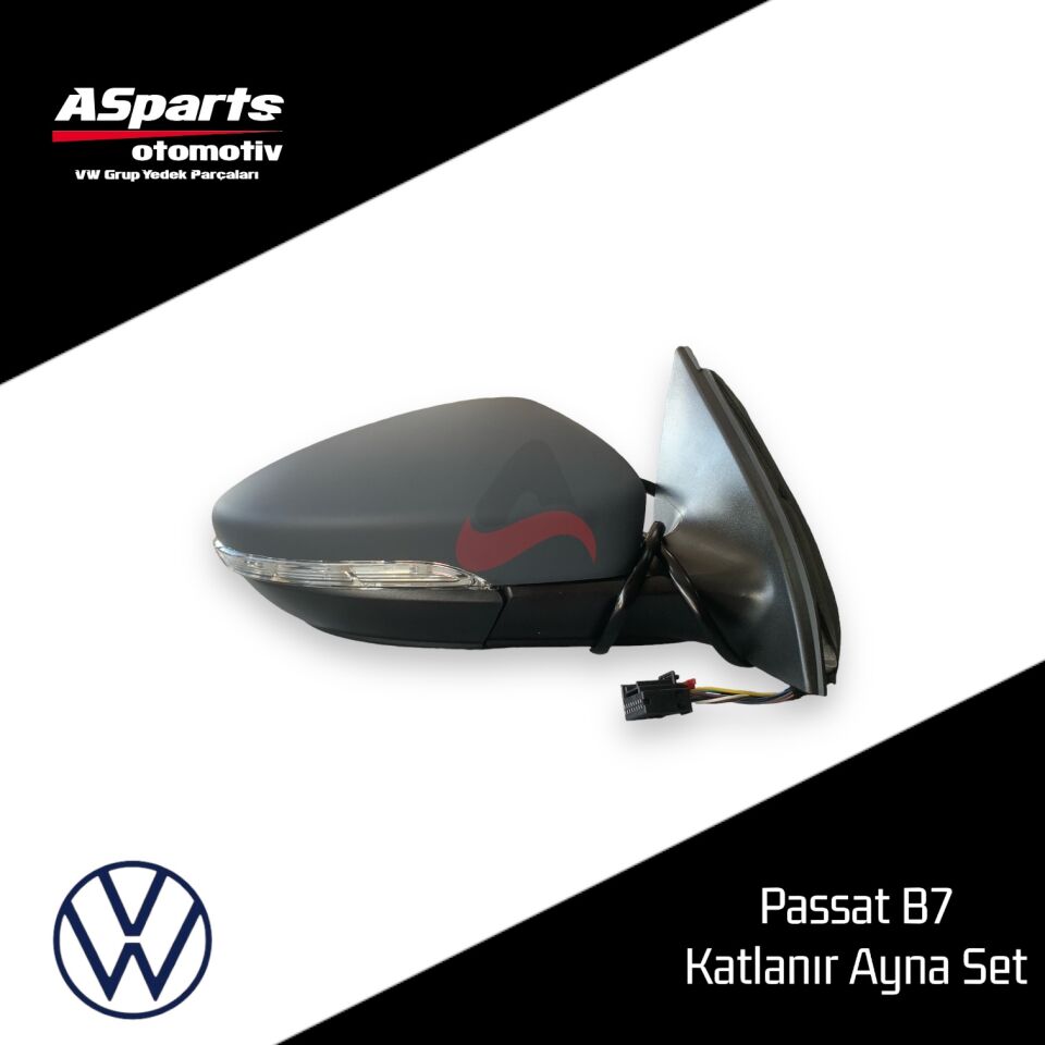 Volkswagen Passat B7 2011 - 2014 Katlanır Ayna Seti & Düğme - 3AA198857