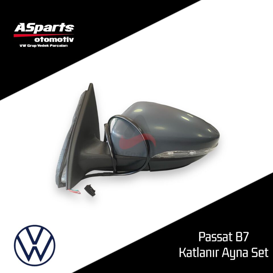 Volkswagen Passat B7 2011 - 2014 Katlanır Ayna Seti & Düğme - 3AA198857