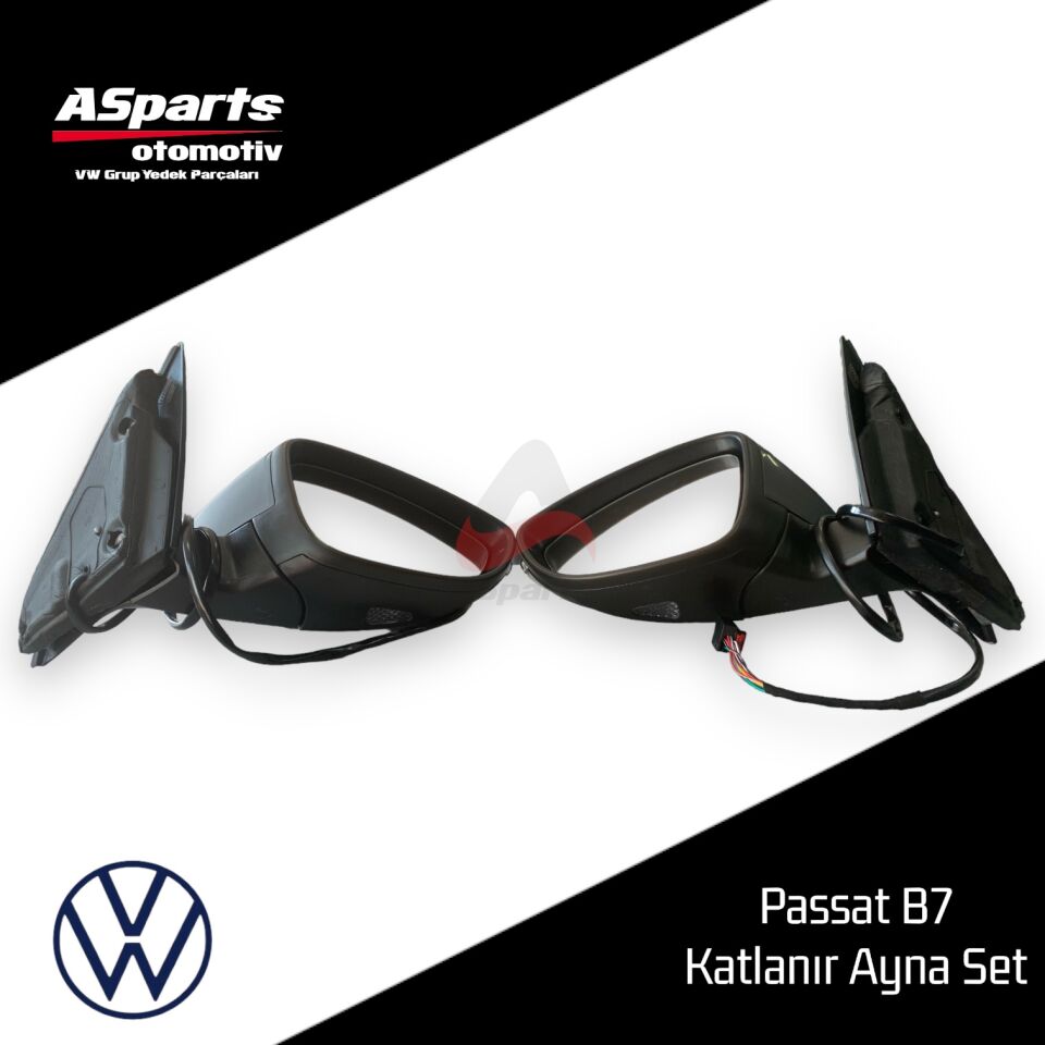 Volkswagen Passat B7 2011 - 2014 Katlanır Ayna Seti & Düğme - 3AA198857