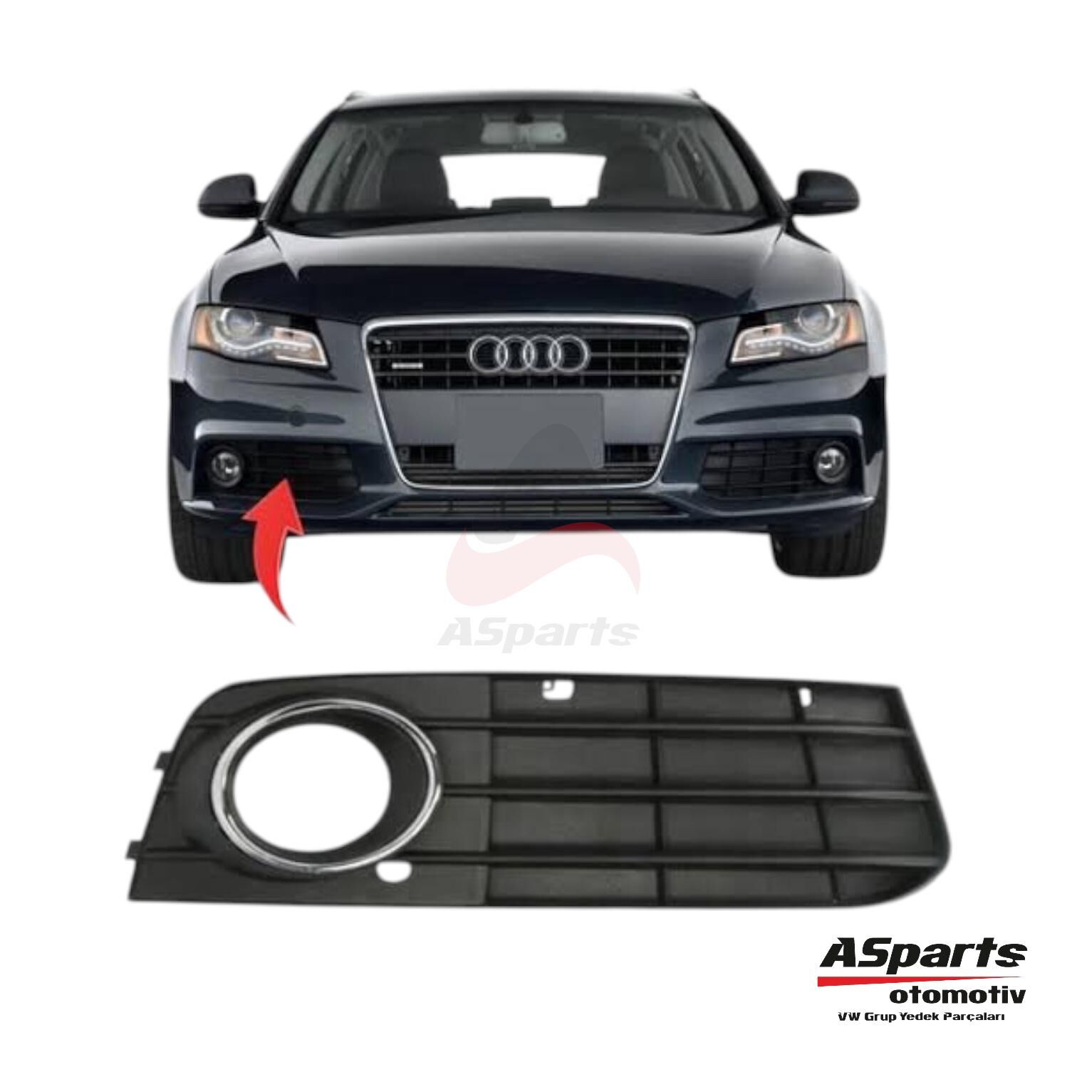 Audi A4 Sis Far Kapağı (Sisli Krom) Sağ-Yolcu 8K0807682A