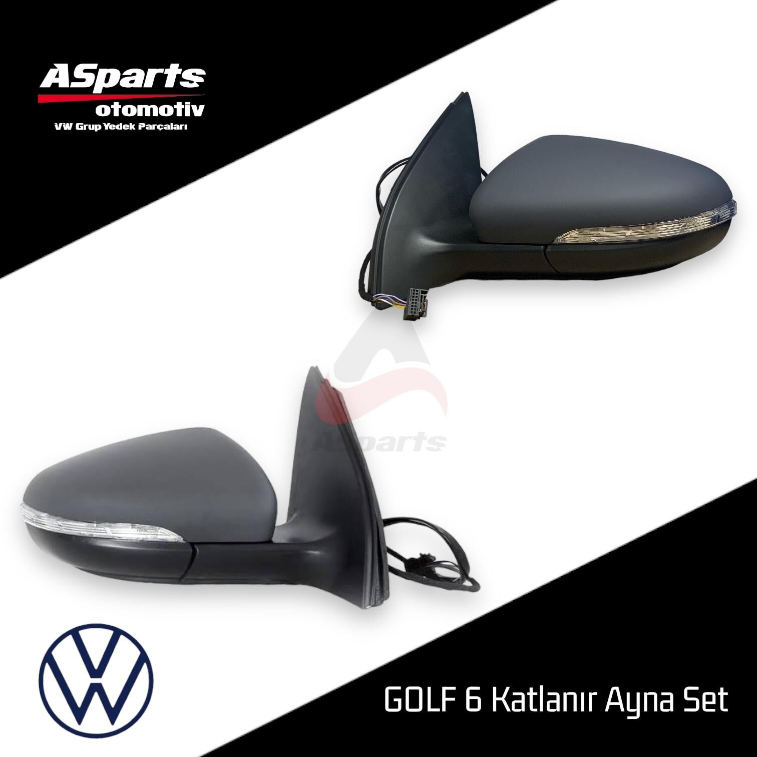 Volkswagen Golf 6 Katlanır Ayna Seti (Düğme ile Beraberdir.) 5K0198857