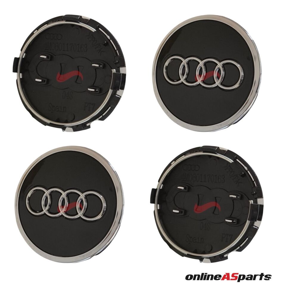 Audi A4-A5-A6-Q7 2016/2022 Jant Göbek Arması (Set) 8W0198601S - 8W0601170 - 4M0601170 (Parlak Siyah)
